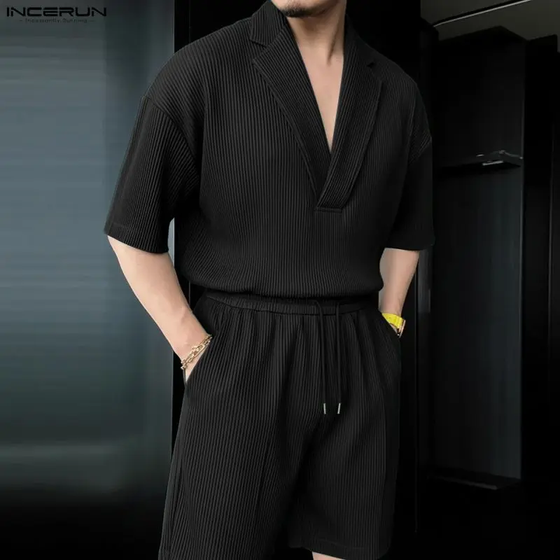 Mens Fashion Streetwear - INCERUN Men Sets Solid Color Lapel