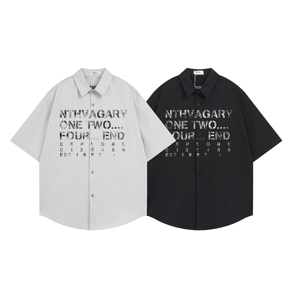 Men'S Fashion Reviews - Fashion Letter Print Shirt Short Sleeve