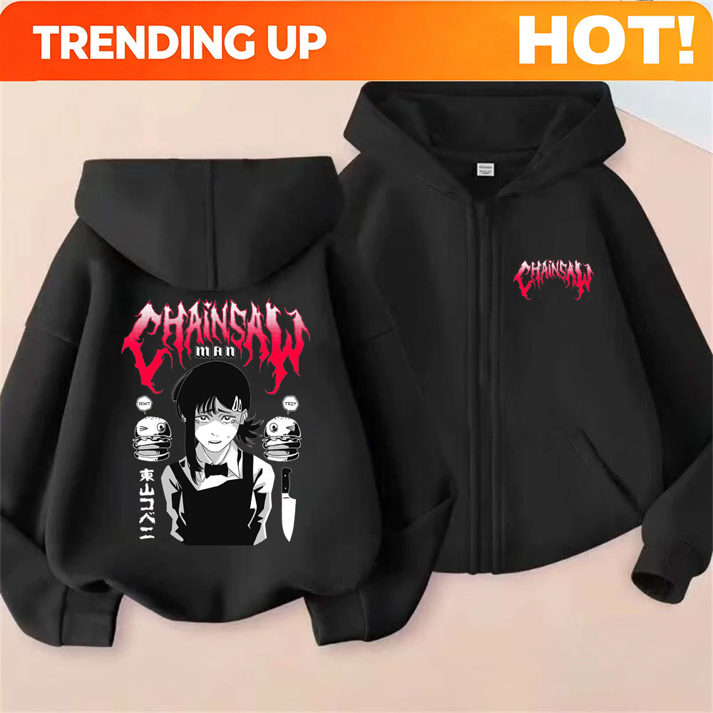 Men'S Fashion Zipper Hoodie - Custom Custom Anime Chainsaw Man Higashiyama