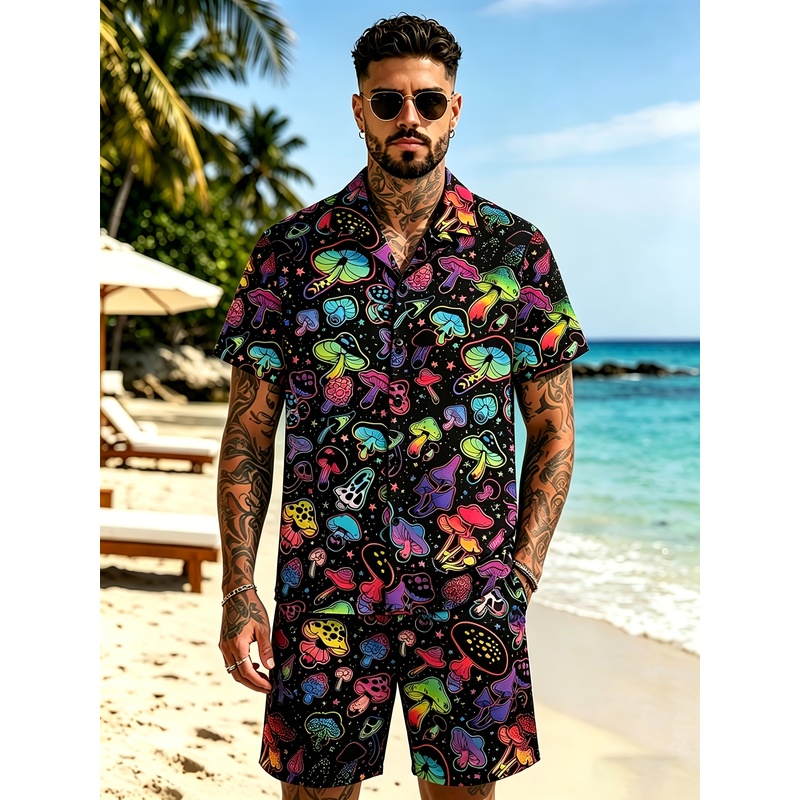 Mens Fashion Streetwear - Men's Fashion 3D Mushroom Print Suit