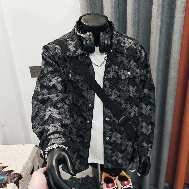 Denim Jacket Vintage - Men's Japanese Vintage Argyle Denim Jacket