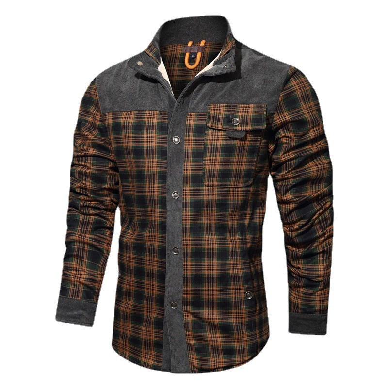 Bomber Jacket Men - Men's winter fleece thickened shirt jacket