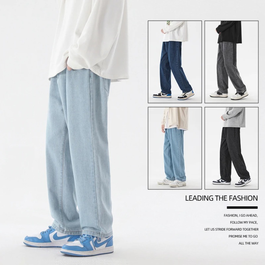 2026 New Korean Fashion Men's  - đánh giá và giá Men'S Fashion Grey Jeans
