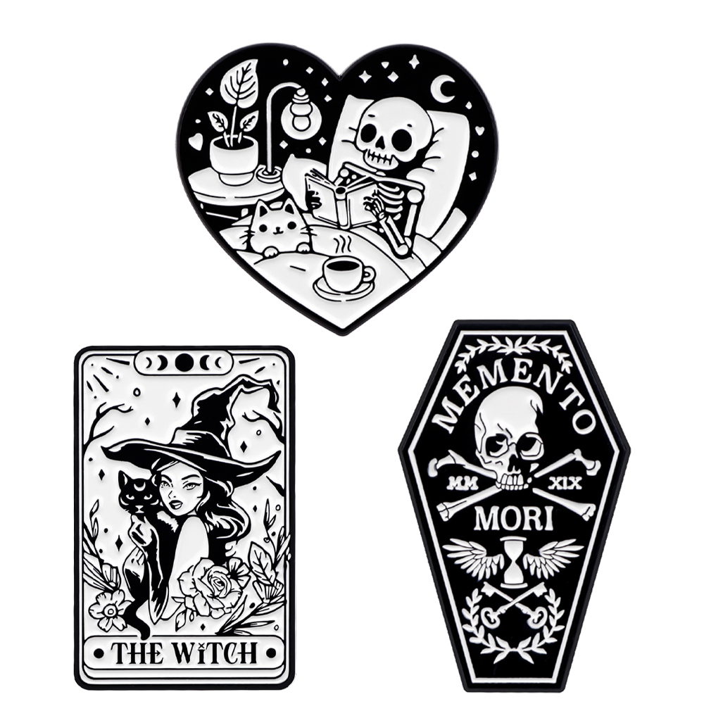Skeleton Enamel Pins Witch Bro - đánh giá và giá Men Fashion Kids