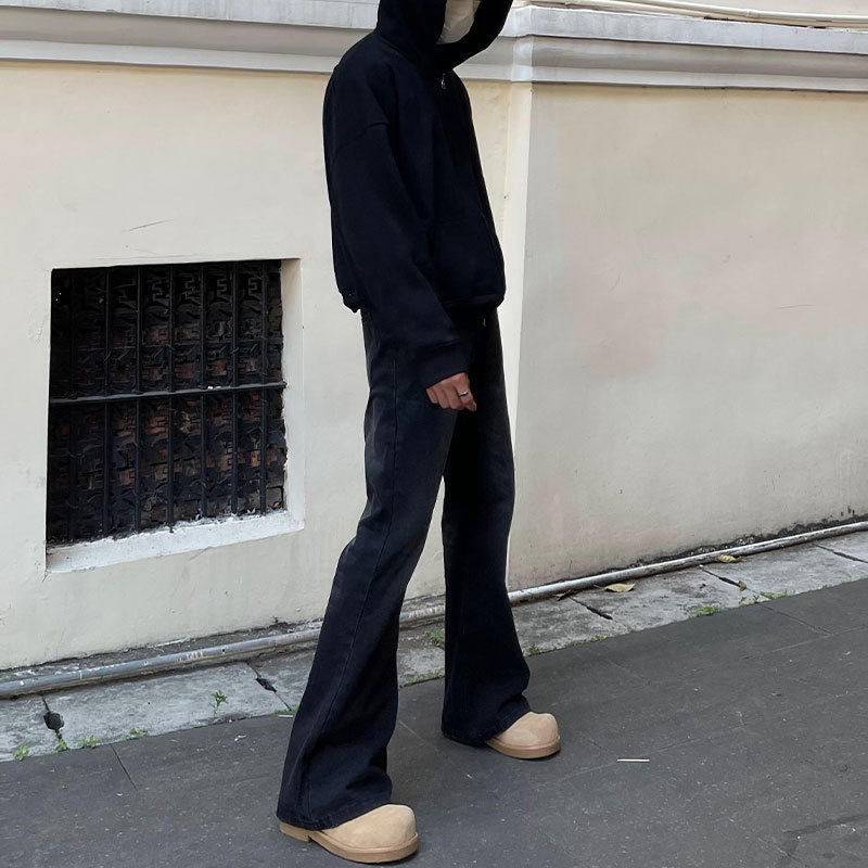Men Black Solid Color Straight - đánh giá và giá Men'S Fashion Jeans And Boots