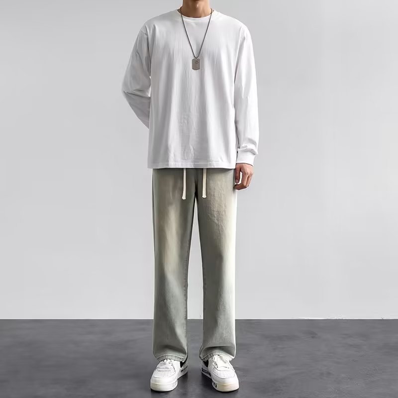 Korean Style Streetwear New Fa - đánh giá và giá Men'S Fashion Grey Jeans
