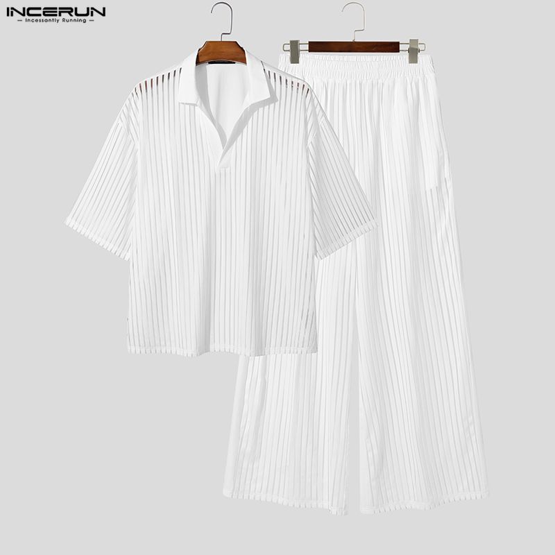 INCERUN Men's Sets Striped Mes - đánh giá và giá Mens Fashion Streetwear