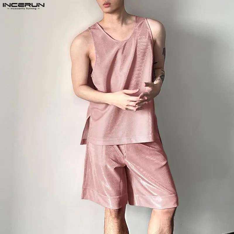 INCERUN Men's Sets Shiny Solid - đánh giá và giá Mens Fashion Streetwear