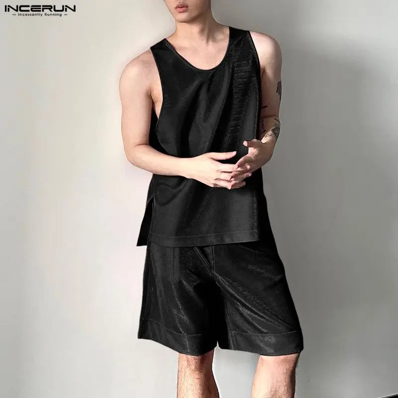 INCERUN Men's Sets Shiny Solid - đánh giá và giá Mens Fashion Streetwear
