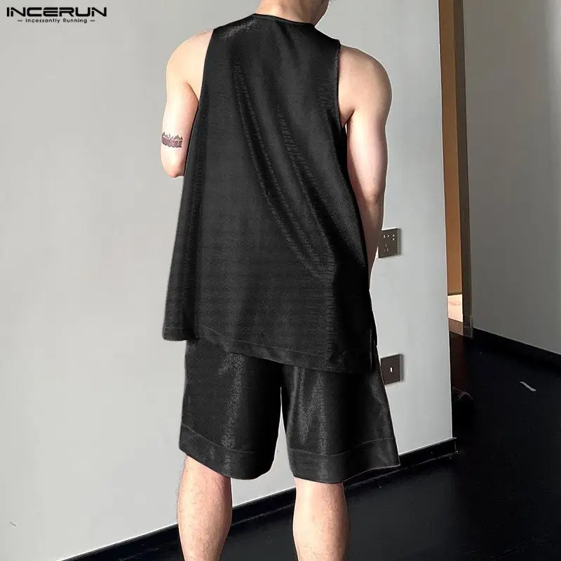 INCERUN Men's Sets Shiny Solid - đánh giá và giá Mens Fashion Streetwear