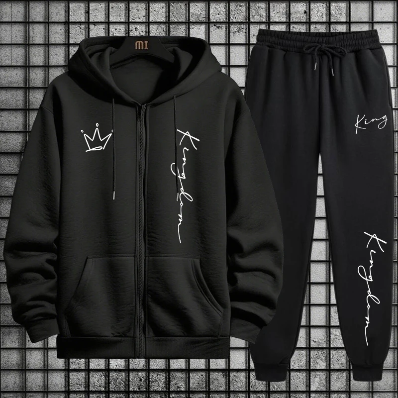 King Letter Print Hoodie and S - đánh giá và giá Men'S Fashion Zipper Hoodie