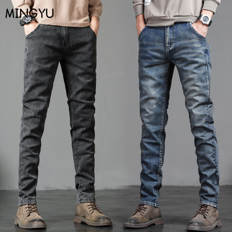Mùa Xuân, Mùa Thu Nam Cổ Điển  - đánh giá và giá Men'S Fashion Grey Jeans