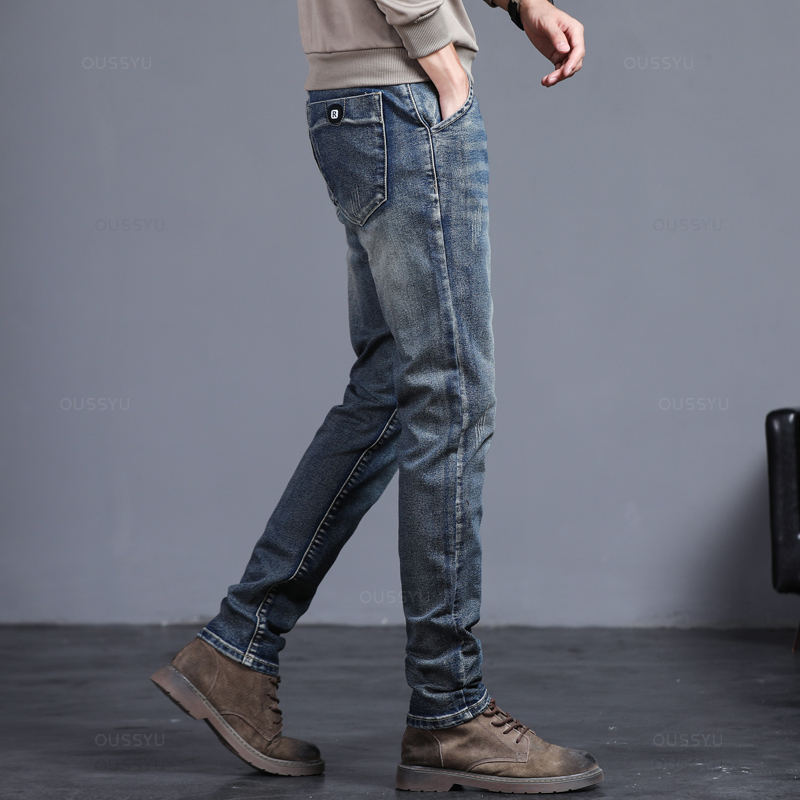 Mùa Xuân, Mùa Thu Nam Cổ Điển  - đánh giá và giá Men'S Fashion Grey Jeans