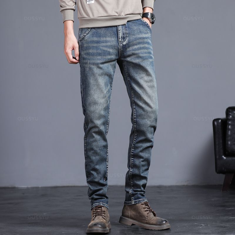 Mùa Xuân, Mùa Thu Nam Cổ Điển  - đánh giá và giá Men'S Fashion Grey Jeans