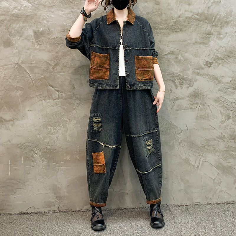 Autumn Winter Women Retro Cowb - đánh giá và giá Denim Jacket Vintage