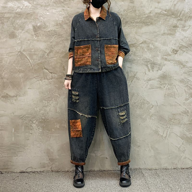 Autumn Winter Women Retro Cowb - đánh giá và giá Denim Jacket Vintage