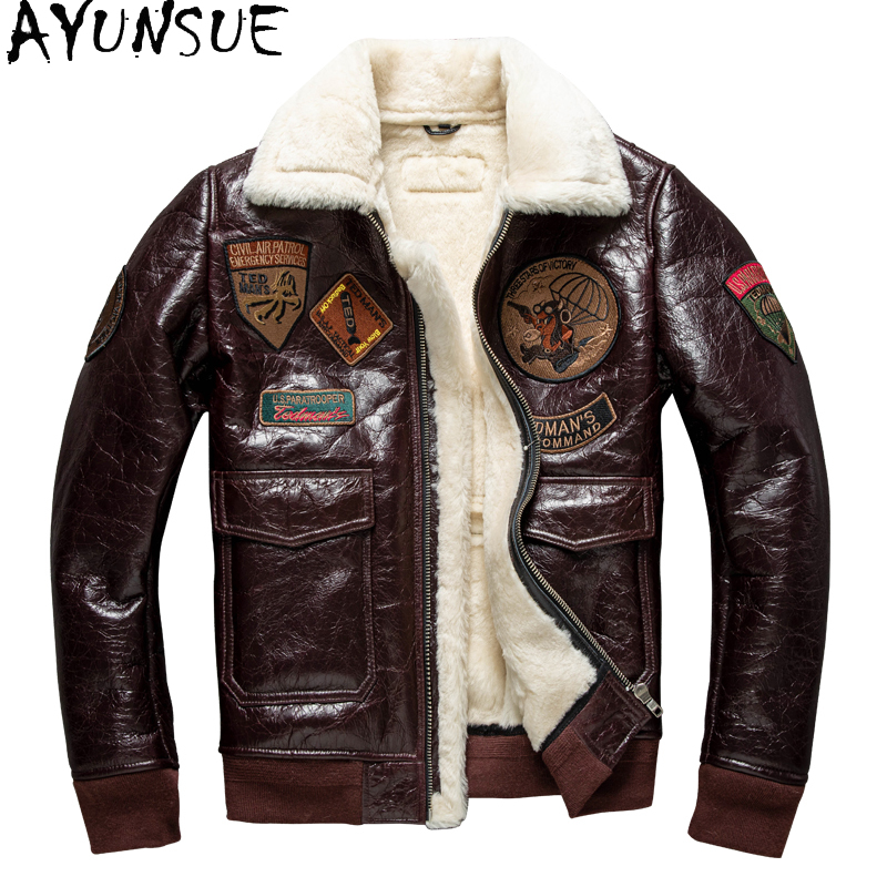 AYUNSUE Winter Leather Jacket  - đánh giá và giá Bomber Jacket Men