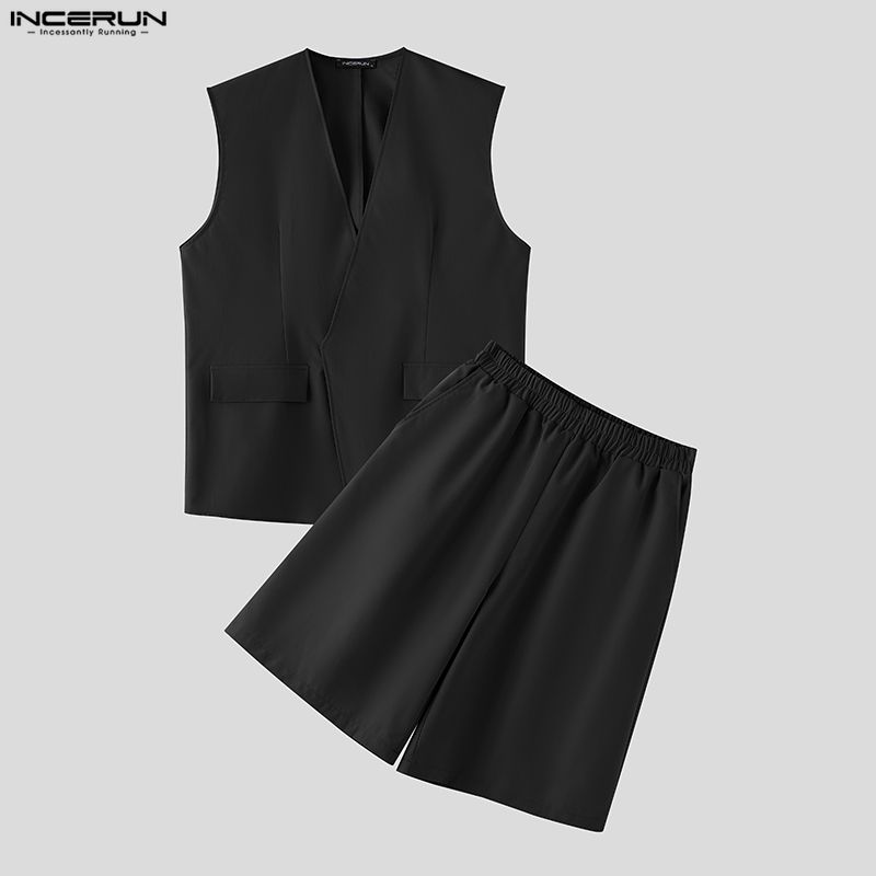 INCERUN Men Sets Solid Color V - đánh giá và giá Mens Fashion Streetwear